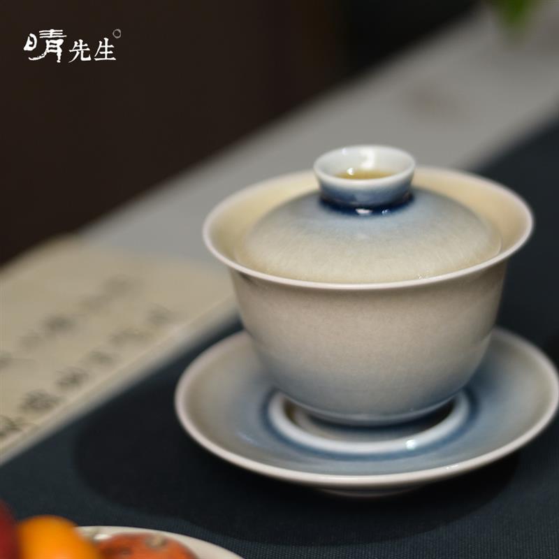 开片盖碗茶杯单个泡茶大号景德镇陶瓷功夫茶具复古三才杯家用茶碗