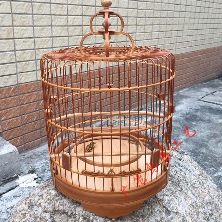 黑白鸟绣眼 老竹波笼 将军膀金青 竹制圆笼 留青 广式清远鸟笼子
