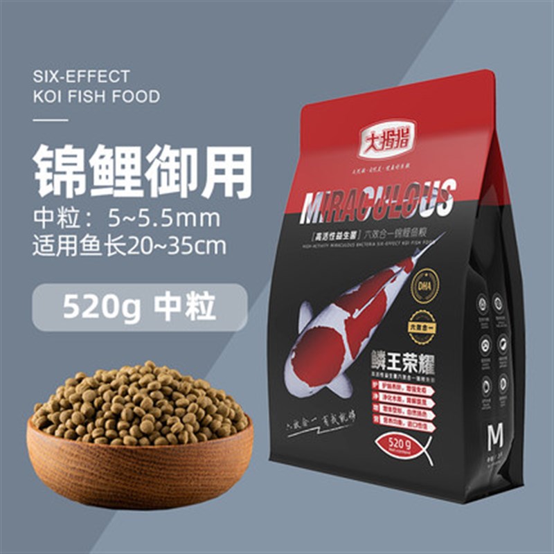 大拇指鳞王荣耀锦鲤菌粮锦鲤鱼饲料增色增肥不浑水颗粒金鱼鱼食