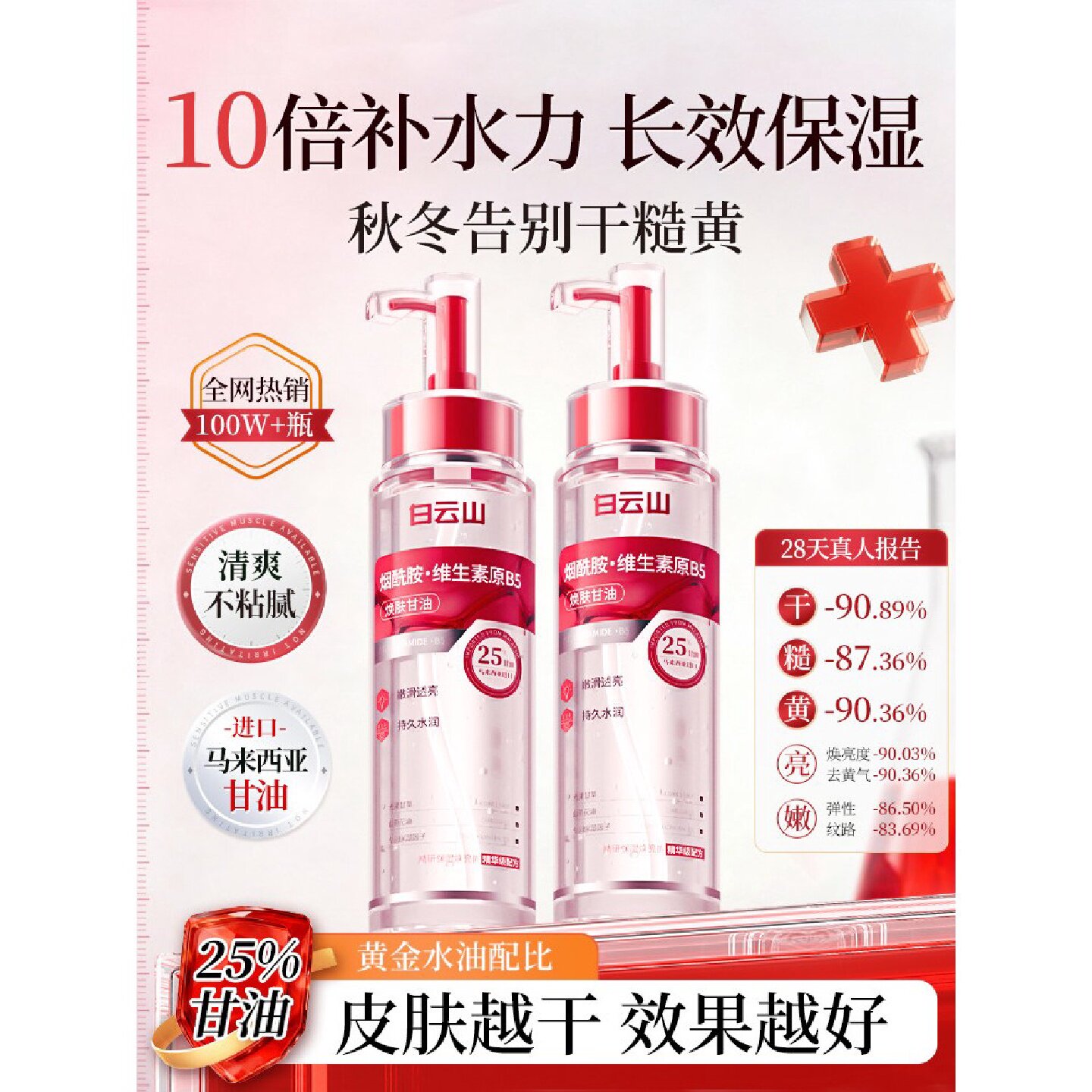 白云山烟酰胺护肤甘油妆前打底保湿滋润女皮肤干燥补水脸部旗舰店