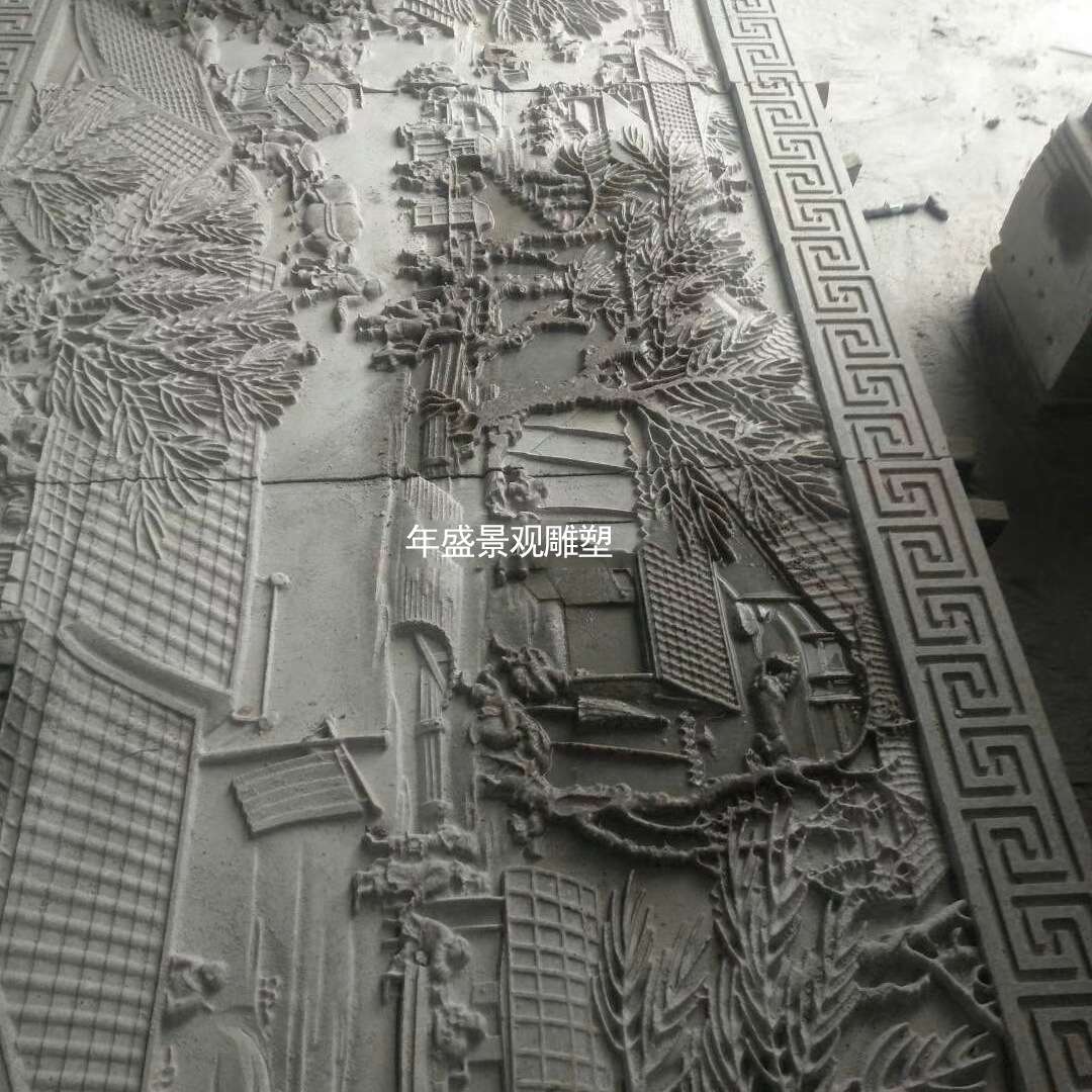 大理石浮雕清明上河图壁画 别墅围墙雕刻 仿古建筑石材立体背景画