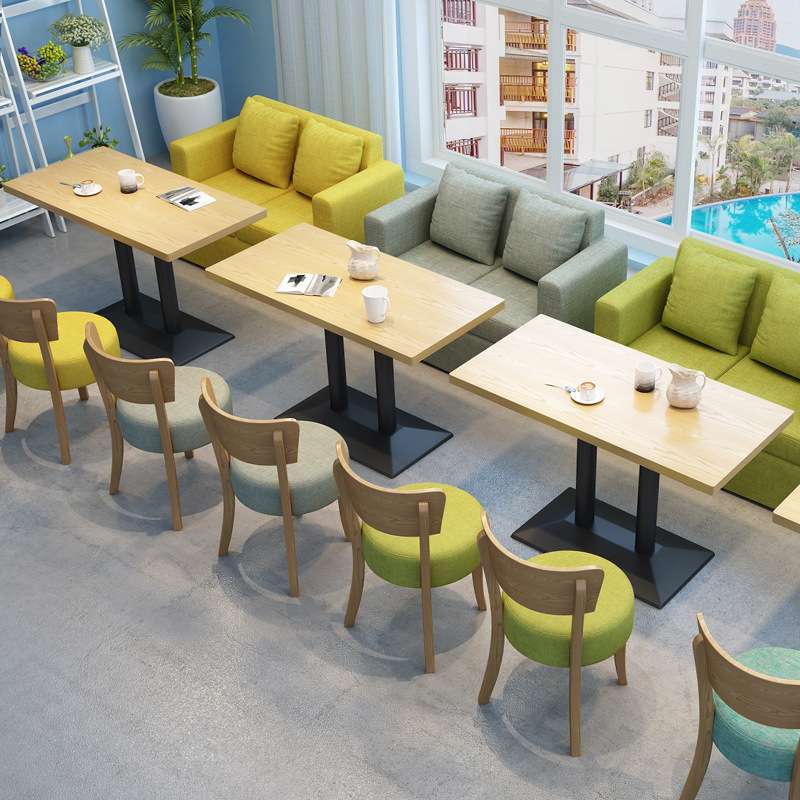 咖啡厅沙发甜品奶茶冷饮店桌椅简约清新汉堡店餐饮店餐厅卡座组合