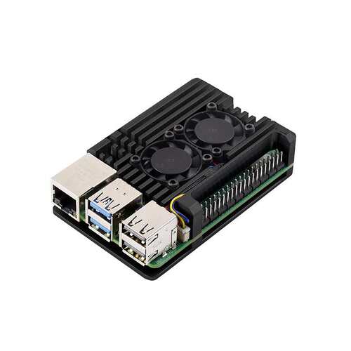 微雪 树莓派Raspberry Pi 5代 铝合金外壳金属 双散热风扇 导热贴