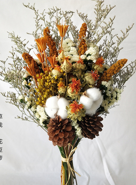 高级感干花花束 客厅插花瓶摆设真花天然风干diy材料混搭包装送人