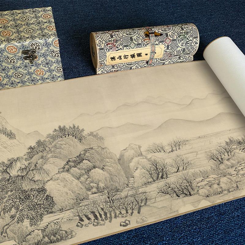 清 王翚 溪山行旅图 古代山水画长卷装裱国画高清微喷复刻装饰画