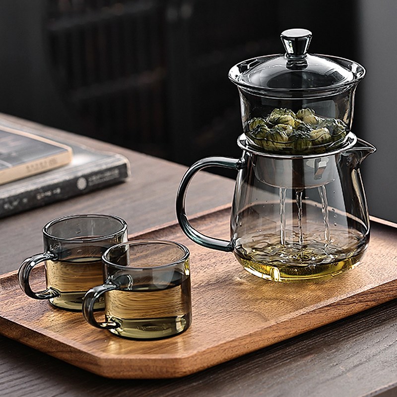耐热玻璃自动冲茶器懒人泡茶神器茶漏过滤公道杯盖碗功夫茶具套装