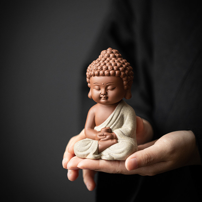 炼器紫砂如来佛禅意摆件中式家居婆娑三圣佛像观音地藏王茶桌装饰