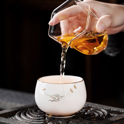 羊脂玉瓷茶杯个人专用锯锔钉主人杯家用喝茶白瓷品茗杯茶盏礼盒