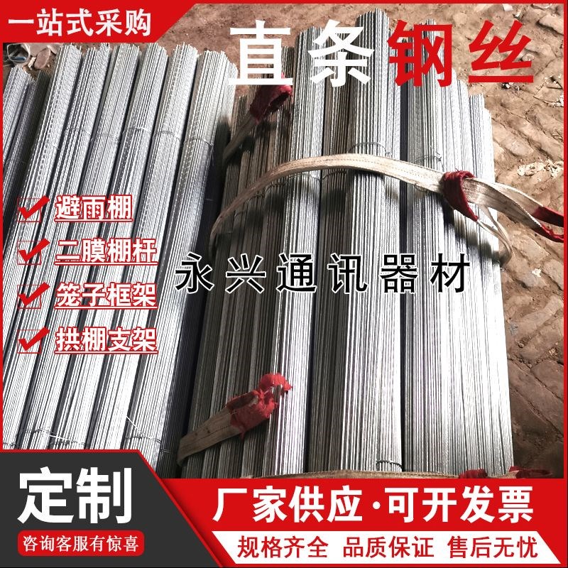 避雨棚直条钢丝拱棚支架热镀锌地插小拱棚支架钢条调直防锈钢丝条