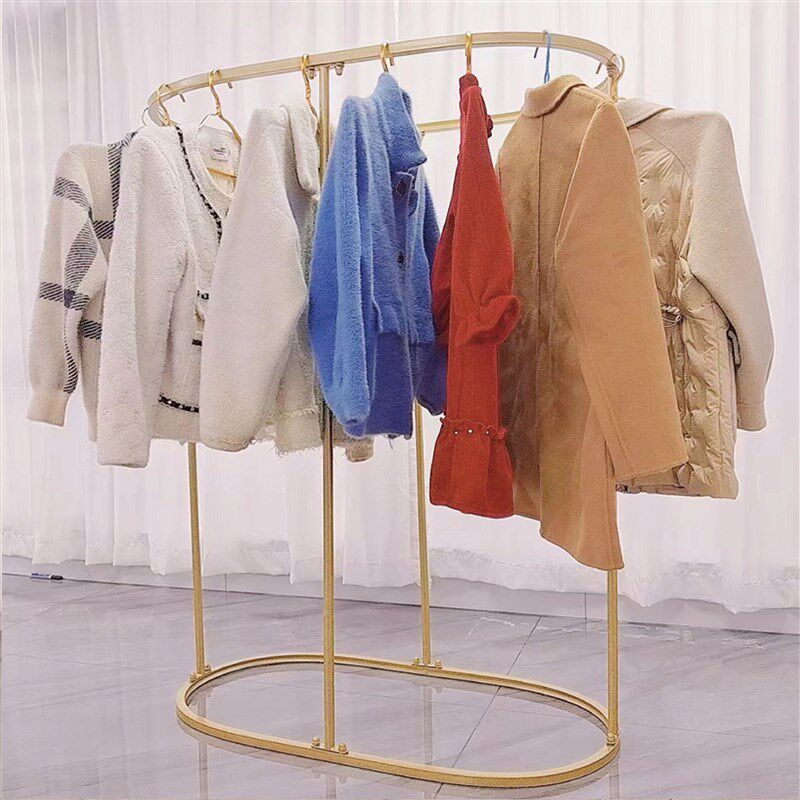 服装店展示架落地式童装装饰货架椭圆形女装挂衣服架子中岛龙门架