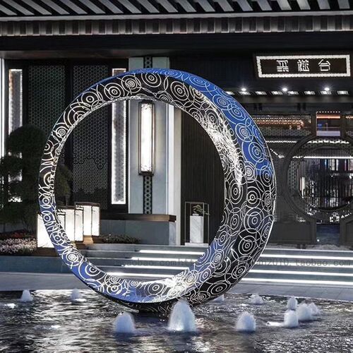 不锈钢环形梅花树雕塑 大中小型金属艺术装置 户外景观水景商业空