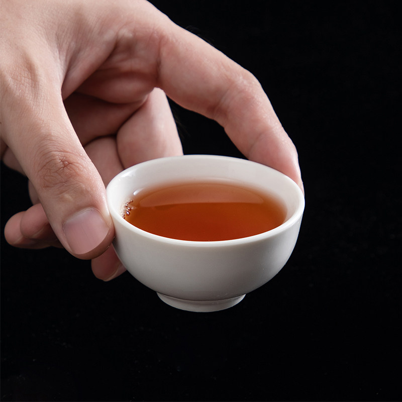 潮汕新骨瓷纯白茶杯主人杯玉复古功夫茶具套装家用简约品茗普洱杯