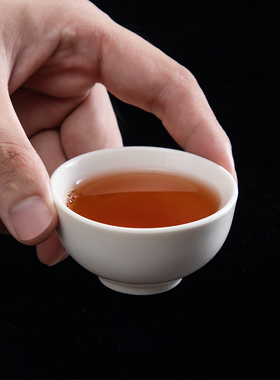 潮汕新骨瓷纯白茶杯主人杯玉复古功夫茶具套装家用简约品茗普洱杯