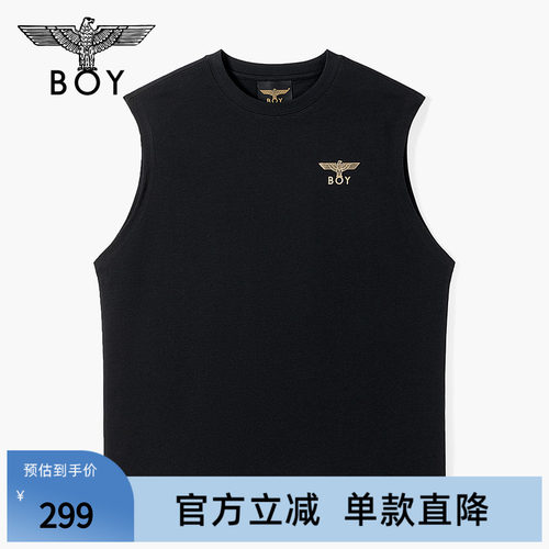 BOYLONDON高街时尚潮牌夏季经典老鹰logo针织无袖T恤N02001