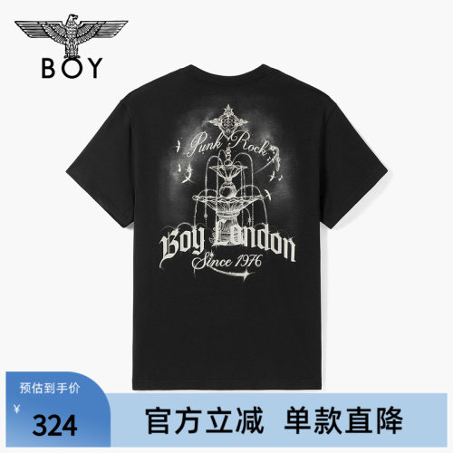 BOYLONDON氤氲梦幻喷泉时尚圆领休闲短袖夏季男女同款T恤N01317