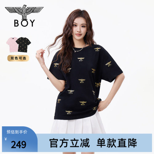 BOYLONDON夏季男女同款简约印花潮牌休闲圆领短袖T恤N01903