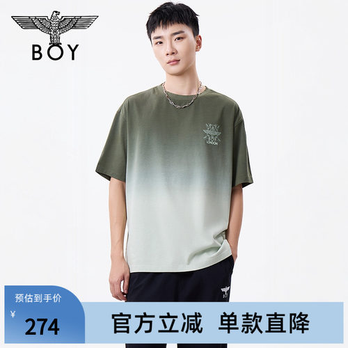 BOYLONDON情侣款渐变印花休闲百搭短袖T恤N01076