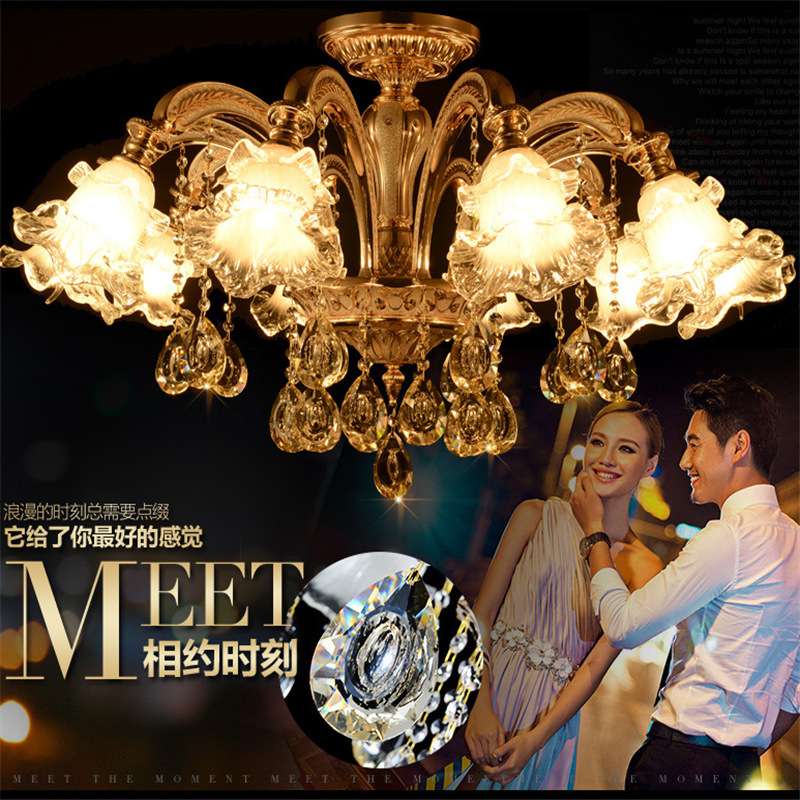 客厅的灯欧式水晶吊灯餐厅蜡烛灯具照明卧室别墅大厅锌合金创意灯