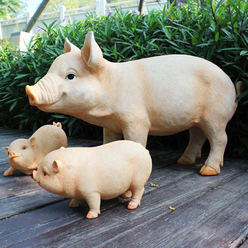 户外园林花园庭院仿真动物雕塑树脂猪摆件动物园农场饭店门口装饰