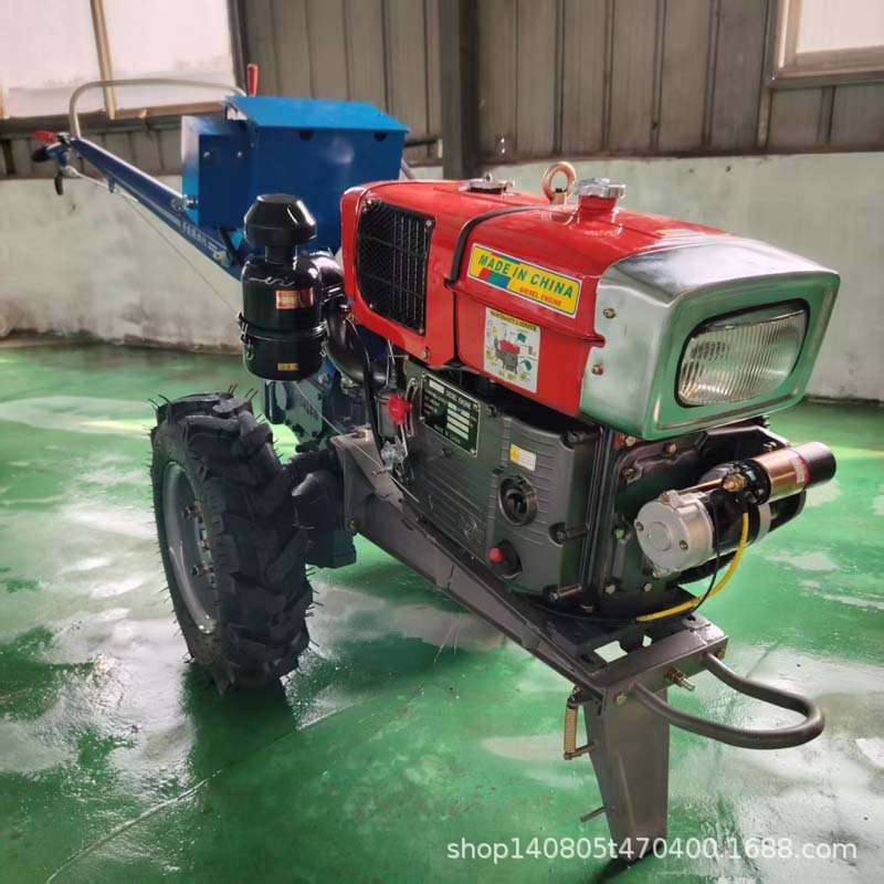 出口柴油12马力冷凝带灯拖拉机配套旋耕机151大底盘手扶车