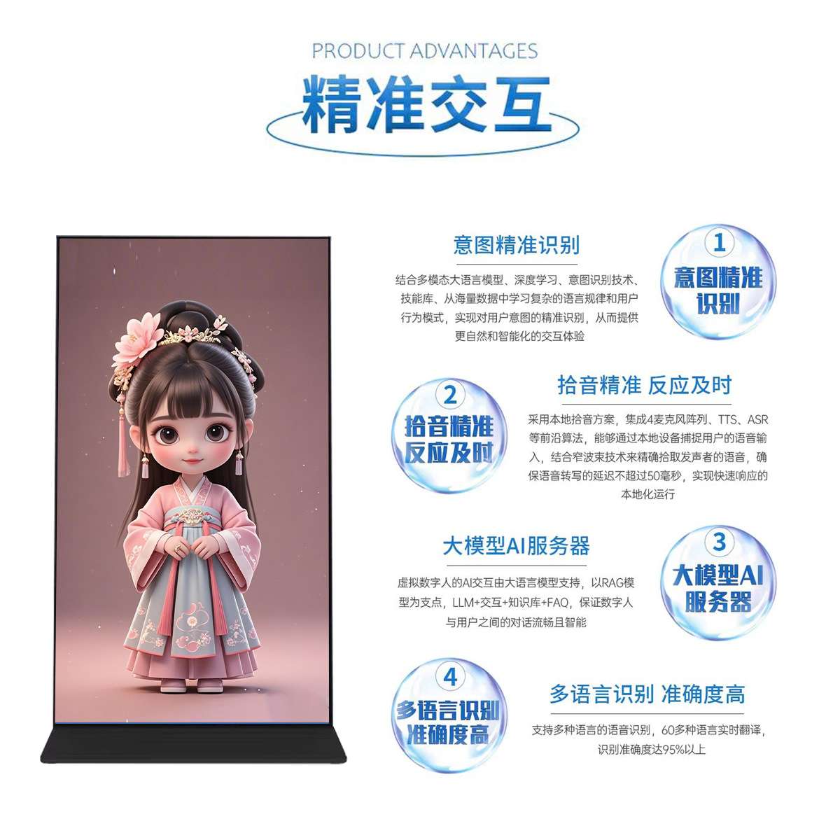 AI数字人一体机触屏互动智能问答系统商场宣传触控立式办公广告机