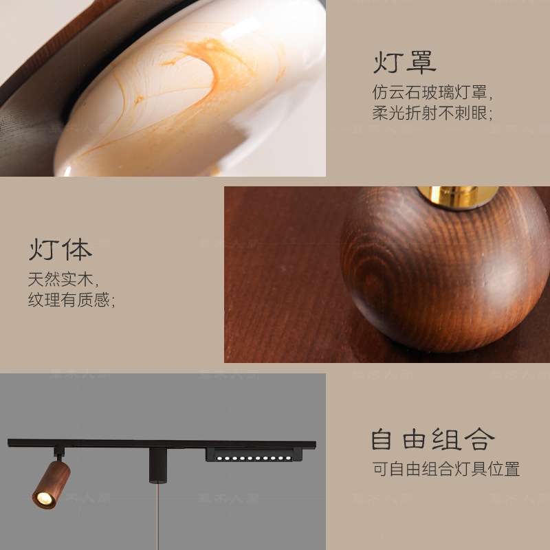 2026新款中古风餐厅吊灯长条轨道射灯格栅灯设计师创意艺术吧台灯
