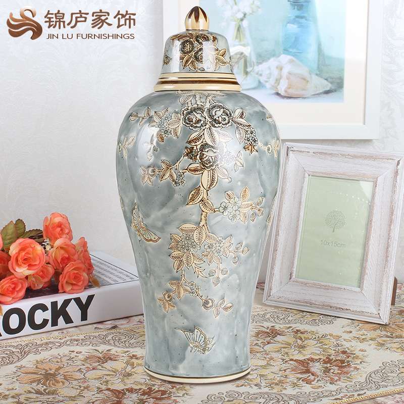 欧式陶瓷花瓶客厅瓷器花插摆件现代家居时尚装饰品电视柜旁边摆设