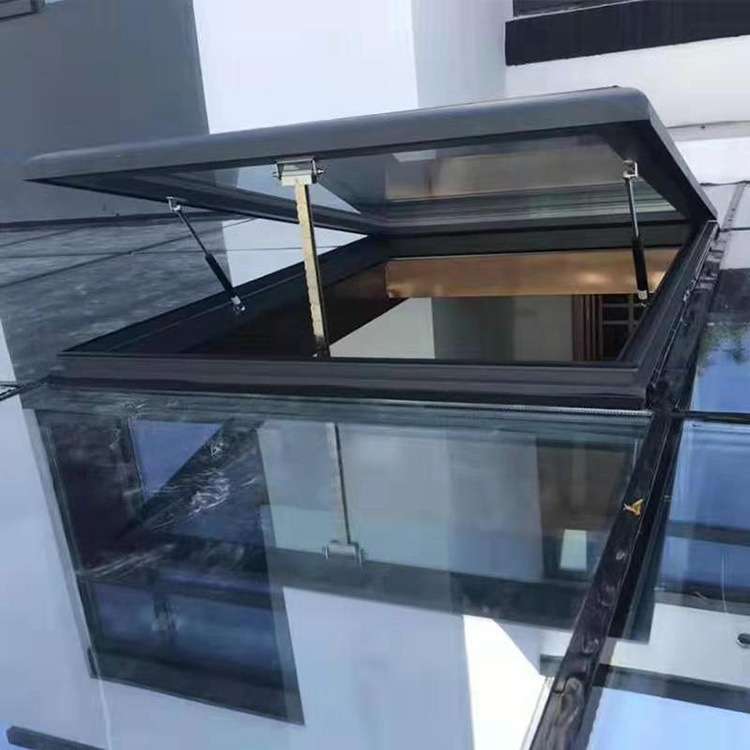 铝合金钢结构玻璃阳光房天井屋顶专用天窗斜加厚铝合金阁楼电动窗
