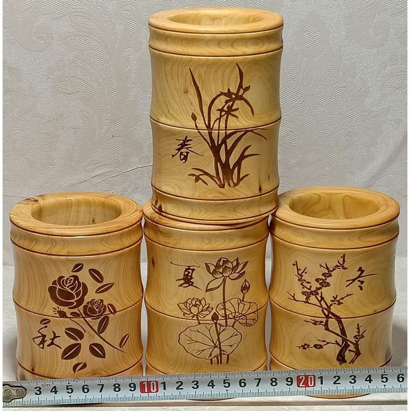 太行崖柏笔筒牙签罐带瘤疤随形虎皮纹木制雕刻工艺品天然香味浓郁