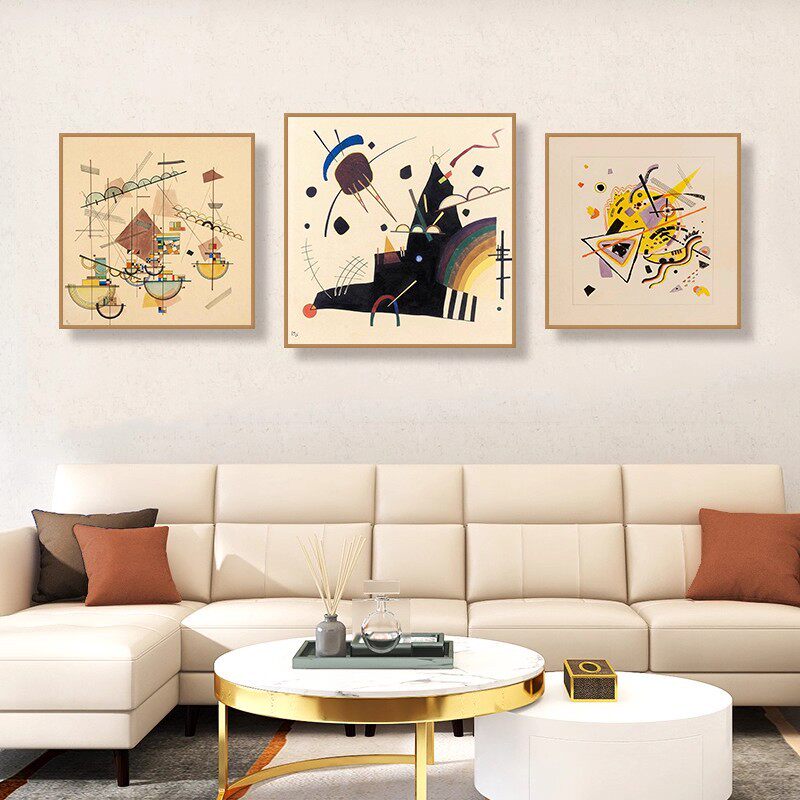 康定斯基挂画客厅极简抽象油画墙面装饰画餐厅小众艺术卧室壁画