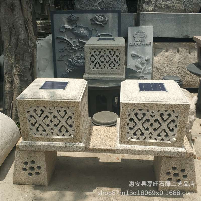 厂家直销石雕石灯笼花岗岩石材石灯园林引路观赏城市景观灯