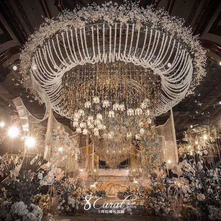 婚庆道具伞形铃兰花空中吊顶挂灯婚礼布置串联吊灯婚庆道具装饰灯