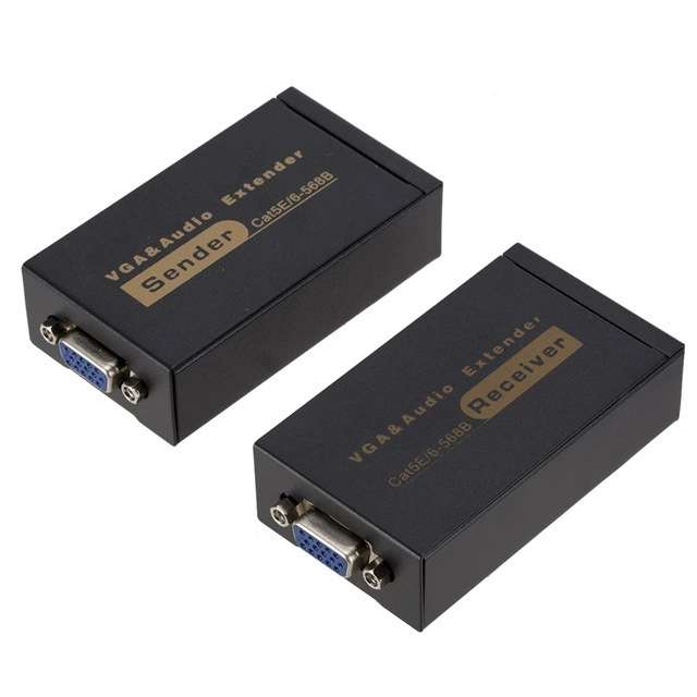 vga延长器100米网线RJ45转VGA extender监控电视显示信号传输电源