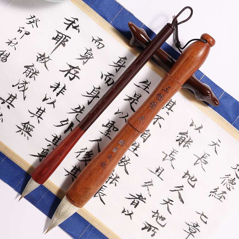 三副笔兼毫短锋蒜头毛笔胖头楷书隶书书法曹全碑魏碑国画牡丹荷叶