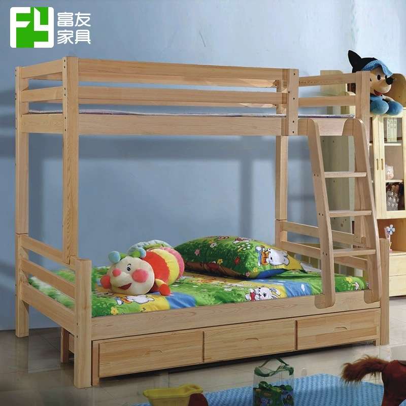 简约儿童木质高低子母床 中式成人上下铺双层储物带抽屉子母床