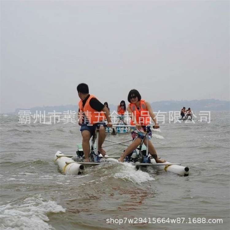 水上单人浮筒单车游乐园充气自行车户外双人娱乐车休闲脚踏车
