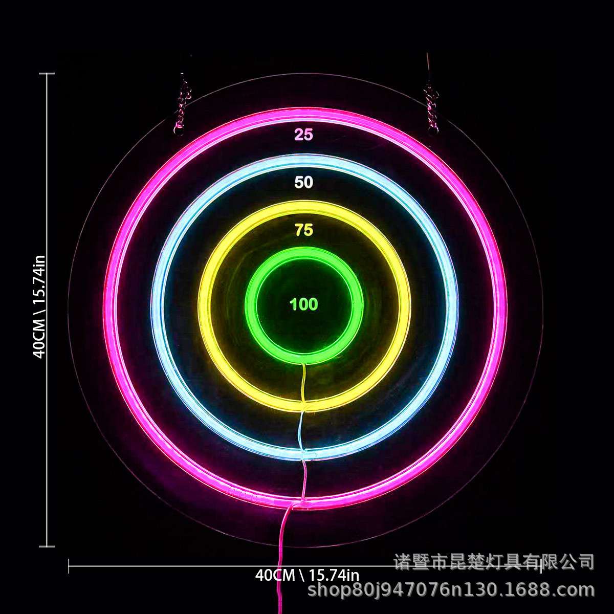 LED霓虹灯酒吧KTV装饰灯氛围灯跨境电商吸盘式飞镖盘可更换文字