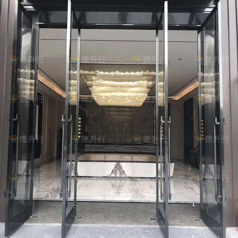 酒店入户地弹簧推拉不锈钢玻璃门碧桂园恒大新中式售楼部大门