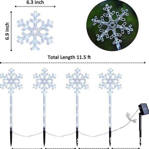 跨境LED太阳能圣诞节日装饰拐杖灯串草坪糖果雪花地插灯庭院彩灯