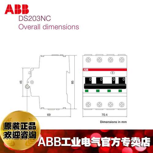 ABB电磁式剩余电流动作断路器DS203NC C6 AC100/10253336