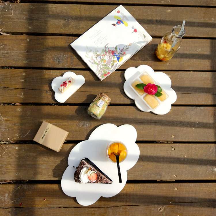天然白玉大理石欧式托盘云朵餐盘料理板白西餐平盘西点餐盘