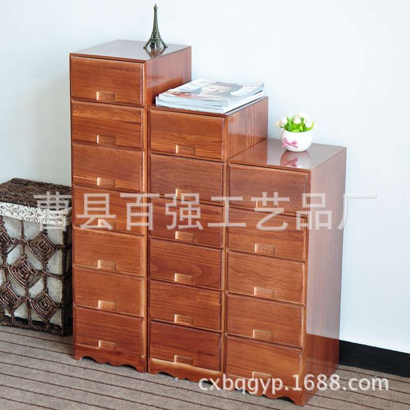 木质抽屉式收纳柜 整理饰品办公桌面喷漆收纳柜木柜
