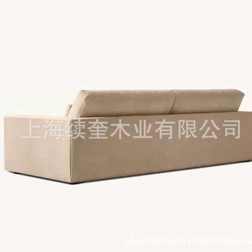 美式乡村外贸RH复古客厅棉麻布艺三人沙发客厅家用可发海外家具