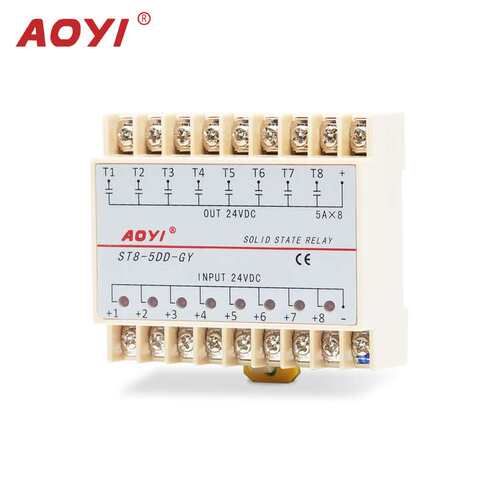 AOYI奥仪 ST8-5DD八路输入输出单相直流SSR固态继电器5A奥仪DC