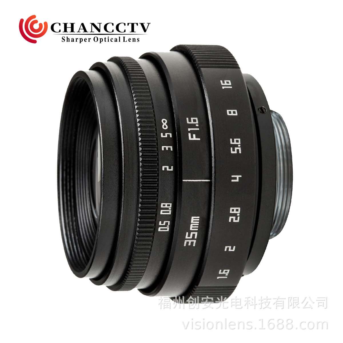 微单镜头35mm F1.6定焦单反广角相机镜头简易版C口黑色第Ⅵ代3516