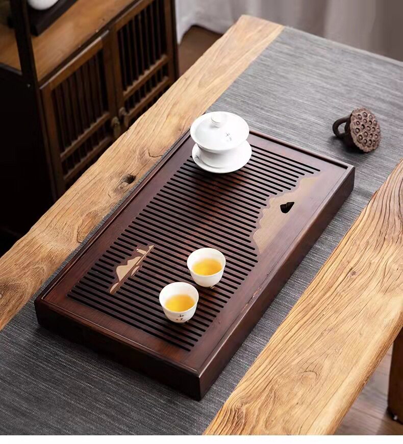 直销茶盘小型沥水托盘茶具茶台轻奢功夫圆型竹茶海干泡盘储水式