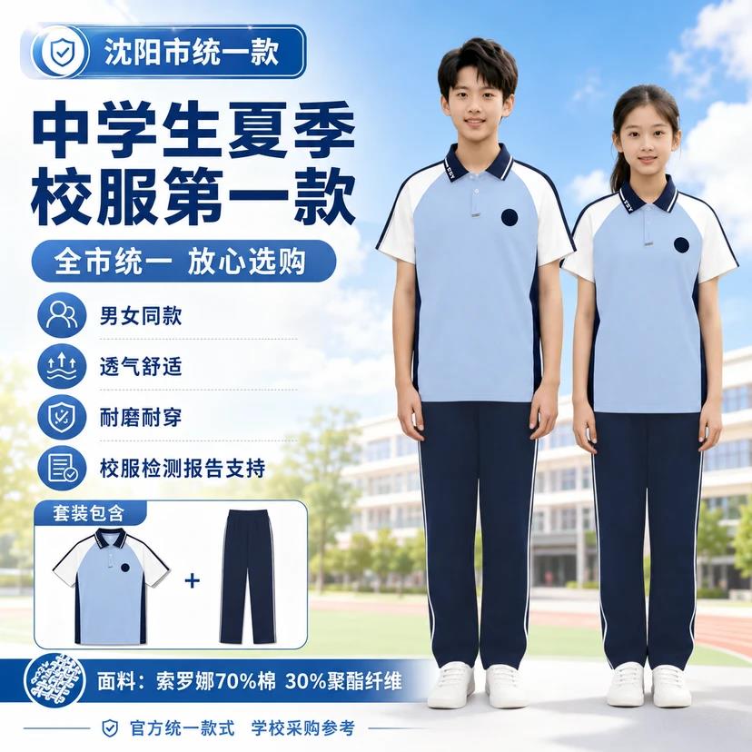 2026夏季沈阳中学生短袖校服套装