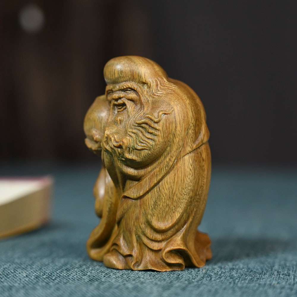 绿檀木雕刻寿星公摆件寿公雕刻工艺品福禄寿仙翁老人祝寿装饰品