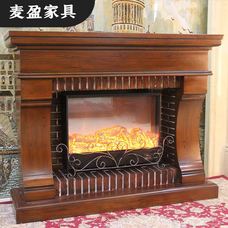 1.3/1.5米欧式实木壁炉 简约美式田园大师壁炉架石头色装饰取暖