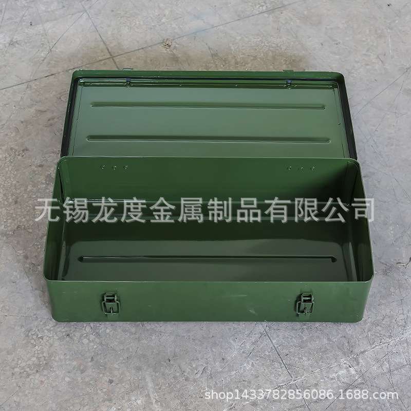 无锡常州苏州金属工具箱铁皮盒长方形收纳盒翻盖式多功能工具箱